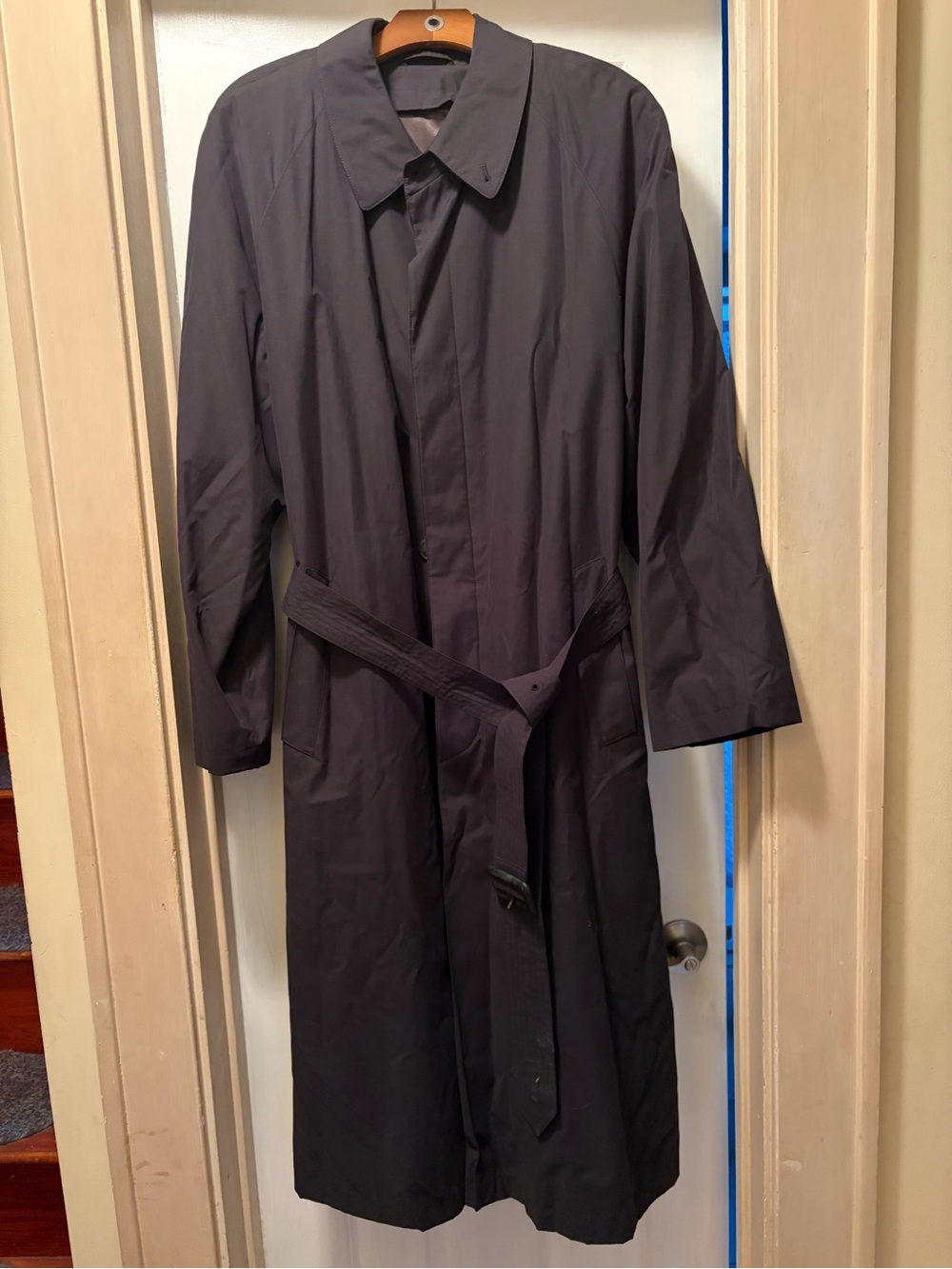Nautica Men's Black Long Trench Coat with Belt & Zip Out Lining